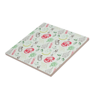 Colourful vintage christmas snowman tile