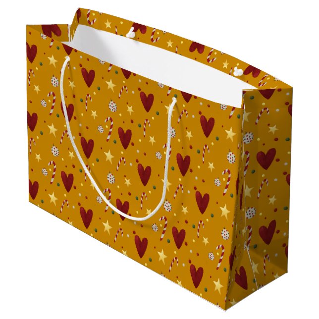 Colourful Vintage Christmas Theme Pattern Large Gift Bag (Back Angled)