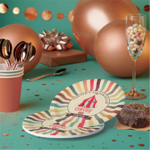 Colourful Vintage Circus Personalized Party Plate