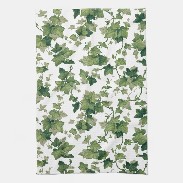 Colourful Vintage Climbing Ivy Kitchen Towel (Vertical)