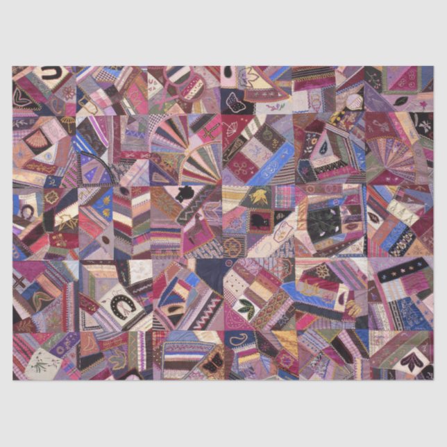 Colourful Vintage Crazy Quilt Tissue Paper (Front)