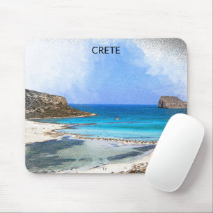 Colourful Vintage Crete Greece Painting Mouse Pad
