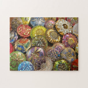 Colourful Vintage Czech Glass Sewing Buttons Jigsaw Puzzle