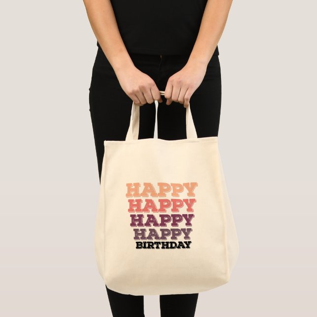 colourful vintage distressed happy birthday gift tote bag (Front (Product))