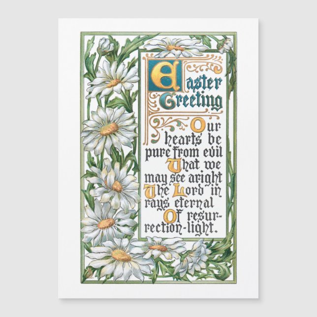 Colourful Vintage Easter Greeting with Daisies (Front)