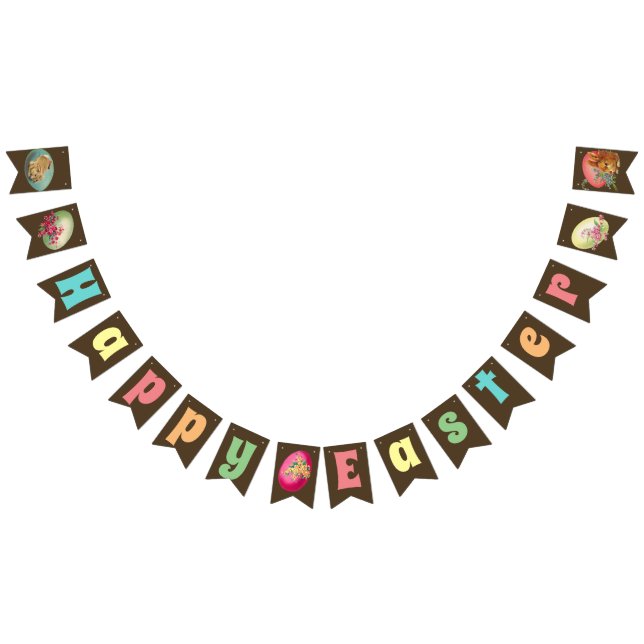 Colourful Vintage Eggs | Easter Party Bunting Flags (All)