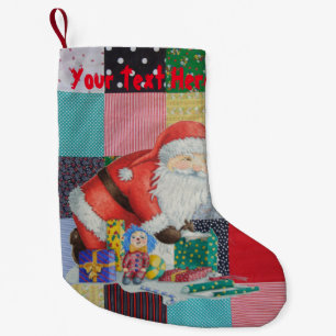 colourful vintage fabric patchwork retro style small christmas stocking