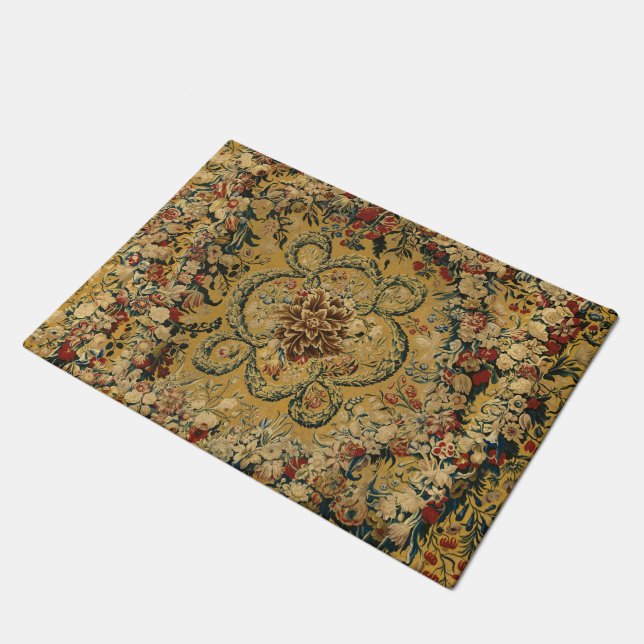 Colourful Vintage Floral Carpet Pattern Doormat (Angled)