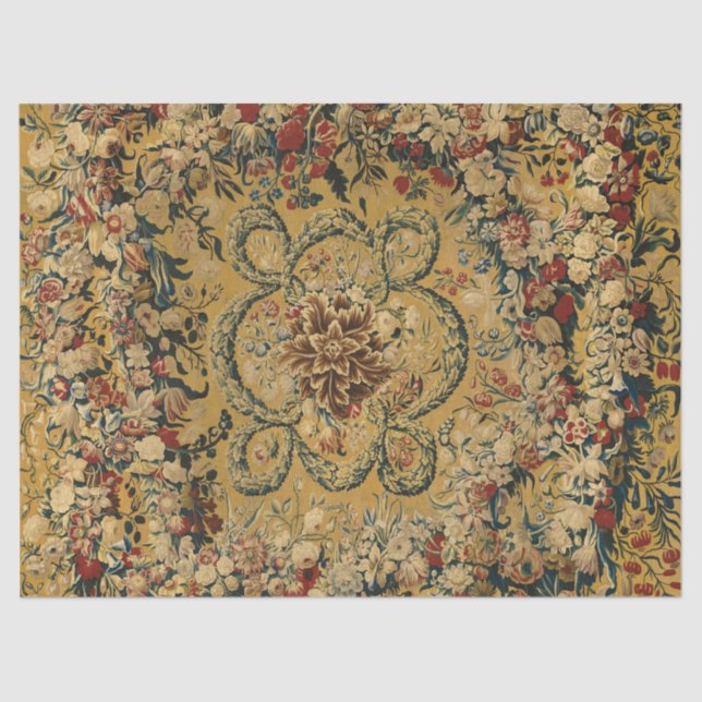 Colourful Vintage Floral Carpet Pattern Tissue Paper (Front)