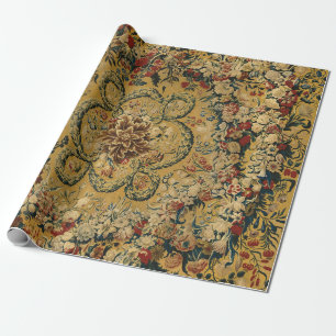 Colourful Vintage Floral Carpet Pattern Wrapping Paper