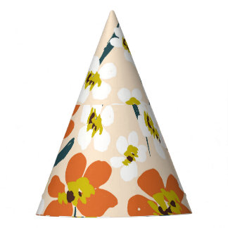 Colourful, vintage floral pattern. party hat