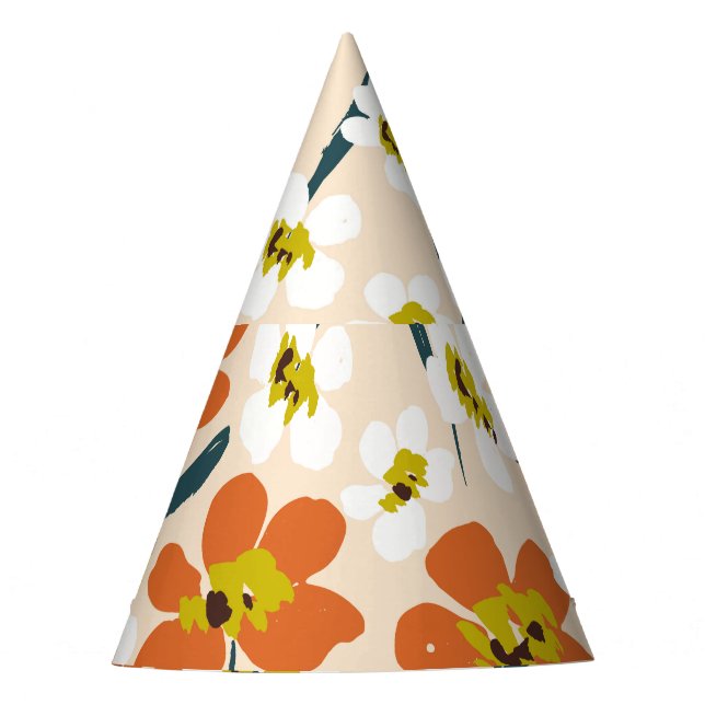 Colourful, vintage floral pattern. party hat (Front)