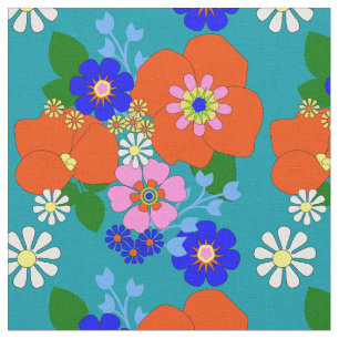 Colourful Vintage Floral Patterned Fabric