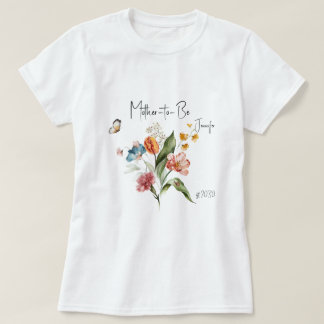 Colourful Vintage Florals, Mother-to-Be Baby Showe T-Shirt