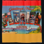 Colourful Vintage Florida Greetings<br><div class="desc">Amazing,  colourful vintage Florida postcard repurposed on a shower curtain!</div>