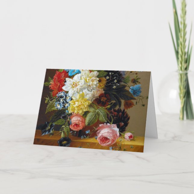 Colourful Vintage Flowers Art Painting Card (Front)