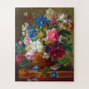 Colourful Vintage Flowers Art Painting Jigsaw Puzzle