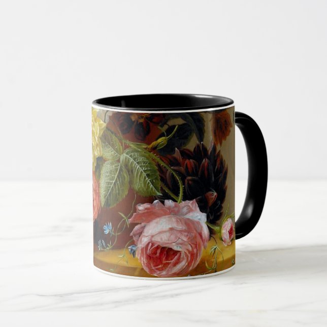 Colourful Vintage Flowers Art Painting Mug (Front Right)