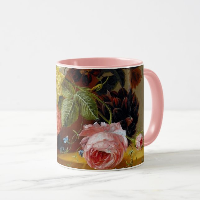 Colourful Vintage Flowers Art Painting Mug (Front Right)