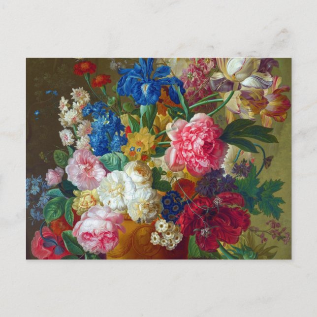 Colourful Vintage Flowers Art Painting Postcard (Front)