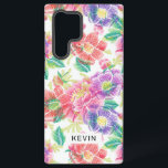 Colourful Vintage Flowers Pattern Monogram Samsung Galaxy Case<br><div class="desc">Colourful vintage flowers seamless pattern with optional monogram.</div>