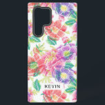 Colourful Vintage Flowers Pattern Monogram Samsung Galaxy Case<br><div class="desc">Colourful vintage flowers seamless pattern with optional monogram.</div>