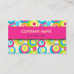 Colourful Vintage Funky Circles Business Card