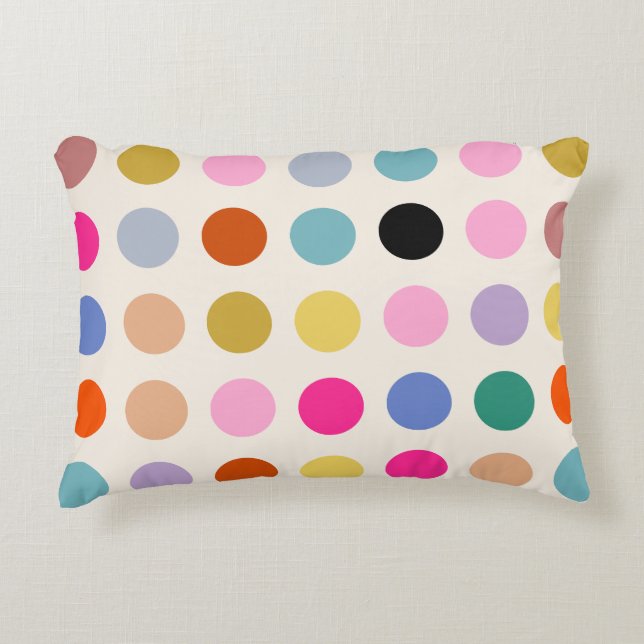 Colourful Vintage Geometric Dots Accent Pillow (Front)