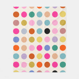 Colourful Vintage Geometric Dots Fleece Blanket