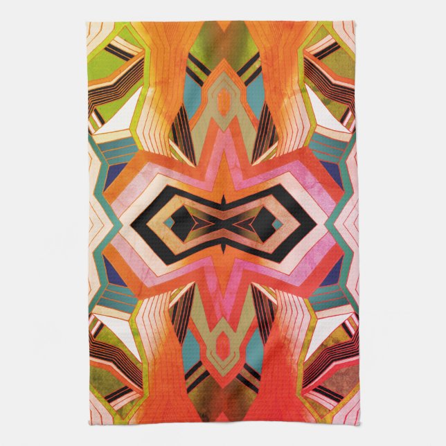 Colourful Vintage Geometric Vibes Kitchen Towel (Vertical)