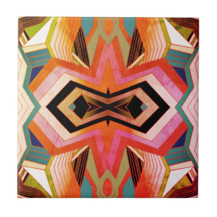 Colourful Vintage Geometric Vibes Tile