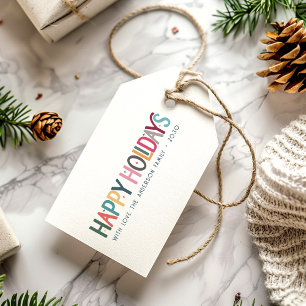 Colourful Vintage Happy Holidays Cute Retro Stars Gift Tags