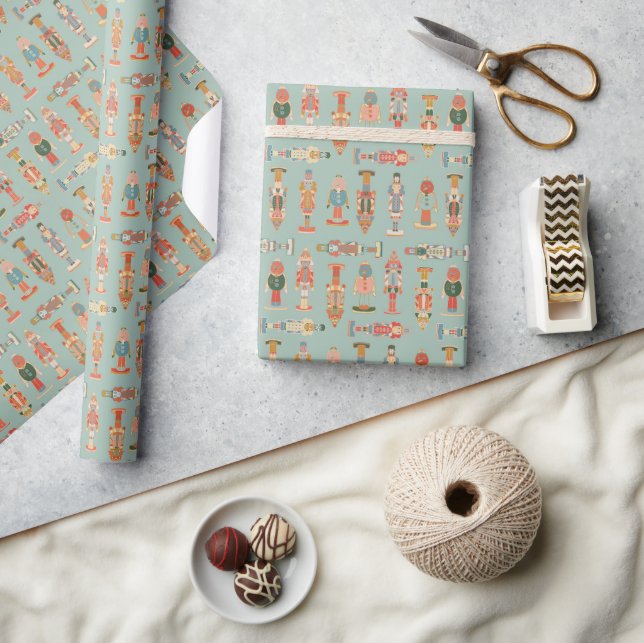 Colourful Vintage Holiday Nutcracker Giftwrap Wrapping Paper (Crafts)