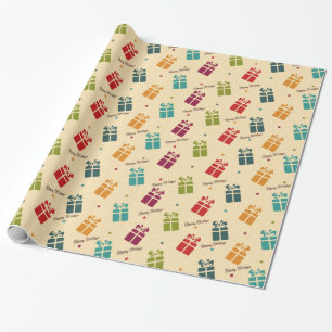 Colourful Vintage Holidays Gifts Wrapping Paper