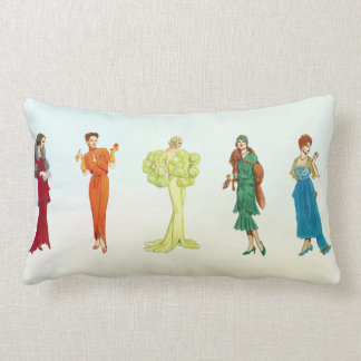 Colourful Vintage Hollywood Fashion Models Lumbar Pillow
