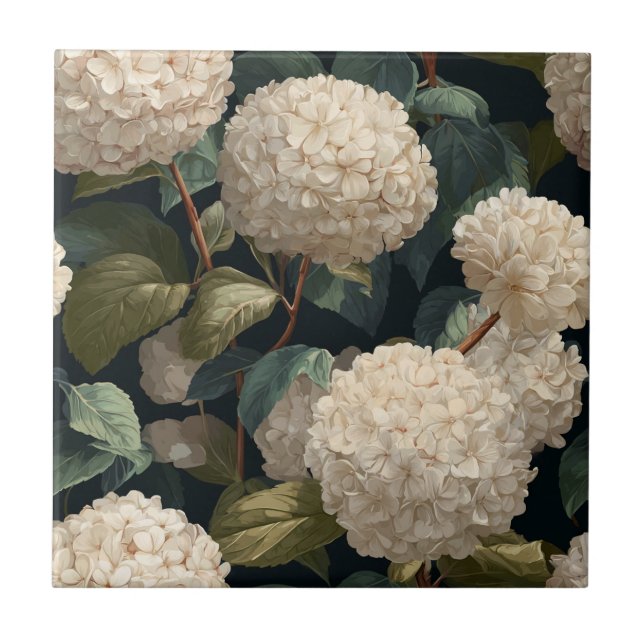 Colourful Vintage Hydrangeas Tile For Durable Floo (Front)