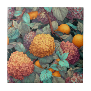 Colourful Vintage Hydrangeas Tile For Durable Floo