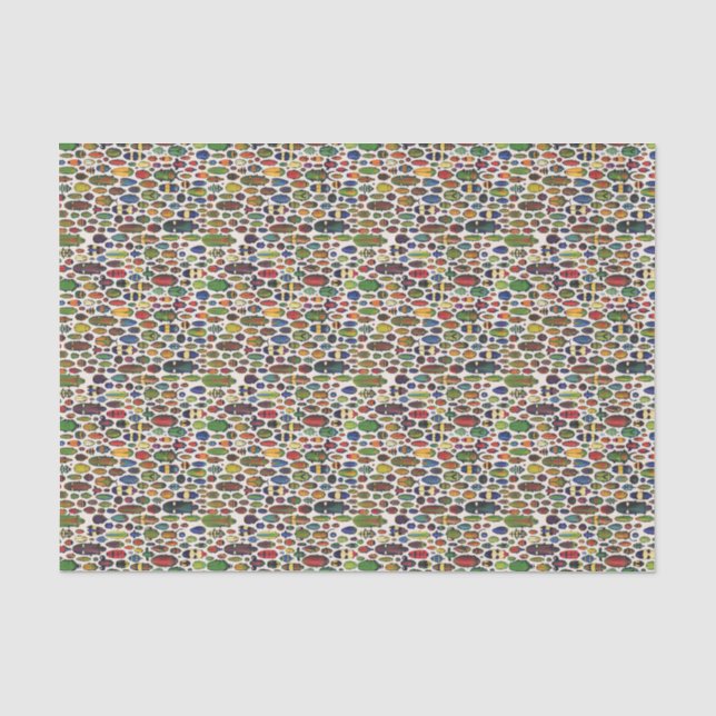 Colourful Vintage Illustrated Beetles Tissue Paper (Front)