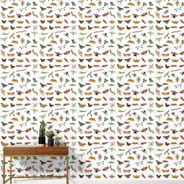 Colourful Vintage Insect Boho Pattern Wallpaper (Hallway)
