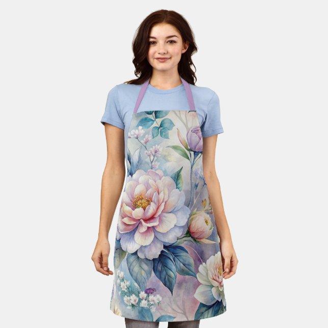 Colourful Vintage Inspired Floral Pattern  Apron (Worn)