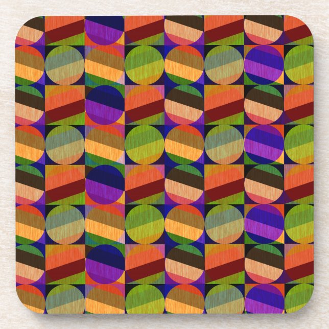 Colourful Vintage Inspired Pattern Coaster (Front)