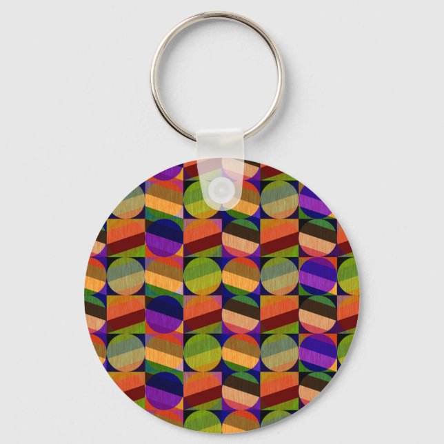 Colourful Vintage Inspired Pattern Keychain (Front)
