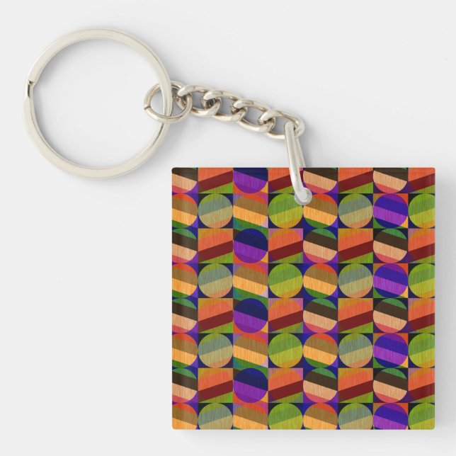 Colourful Vintage Inspired Pattern Keychain (Front)