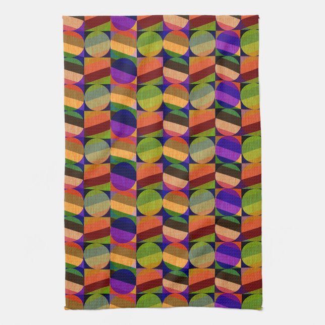 Colourful Vintage Inspired Pattern Kitchen Towel (Vertical)