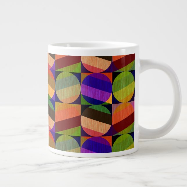 Colourful Vintage Inspired Pattern Large Coffee Mug (Right)