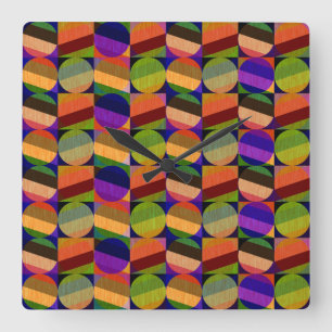 Colourful Vintage Inspired Pattern Square Wall Clock
