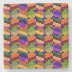 Colourful Vintage Inspired Pattern Stone Coaster