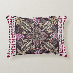 Colourful vintage mandala motifs seamless pattern accent pillow