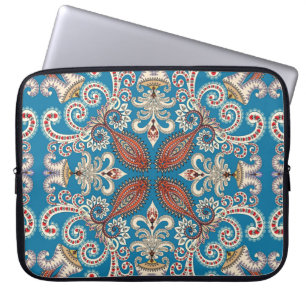 Colourful vintage mandala motifs seamless pattern laptop sleeve