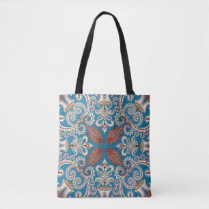 Colourful vintage mandala motifs seamless pattern tote bag